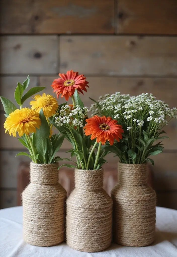 29 Handmade Home Decor Ideas That Show Your Creativity 39 29 Handmade Home Decor Ideas That Show Your Creativity - 11. Twine-Wrapped Vases