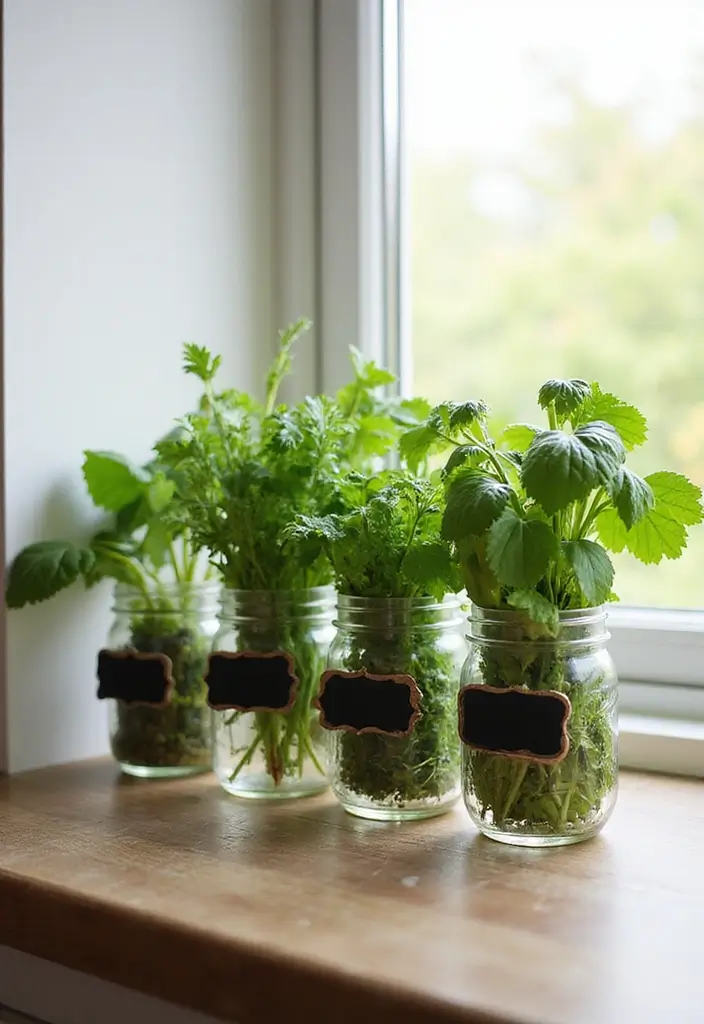 29 Handmade Home Decor Ideas That Show Your Creativity 2 29 Handmade Home Decor Ideas That Show Your Creativity - 2. Mason Jar Herb Garden