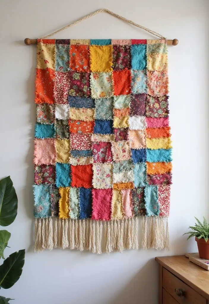 29 Handmade Home Decor Ideas That Show Your Creativity 69 29 Handmade Home Decor Ideas That Show Your Creativity - 29. Upcycled Fabric Scraps Wall Hanging