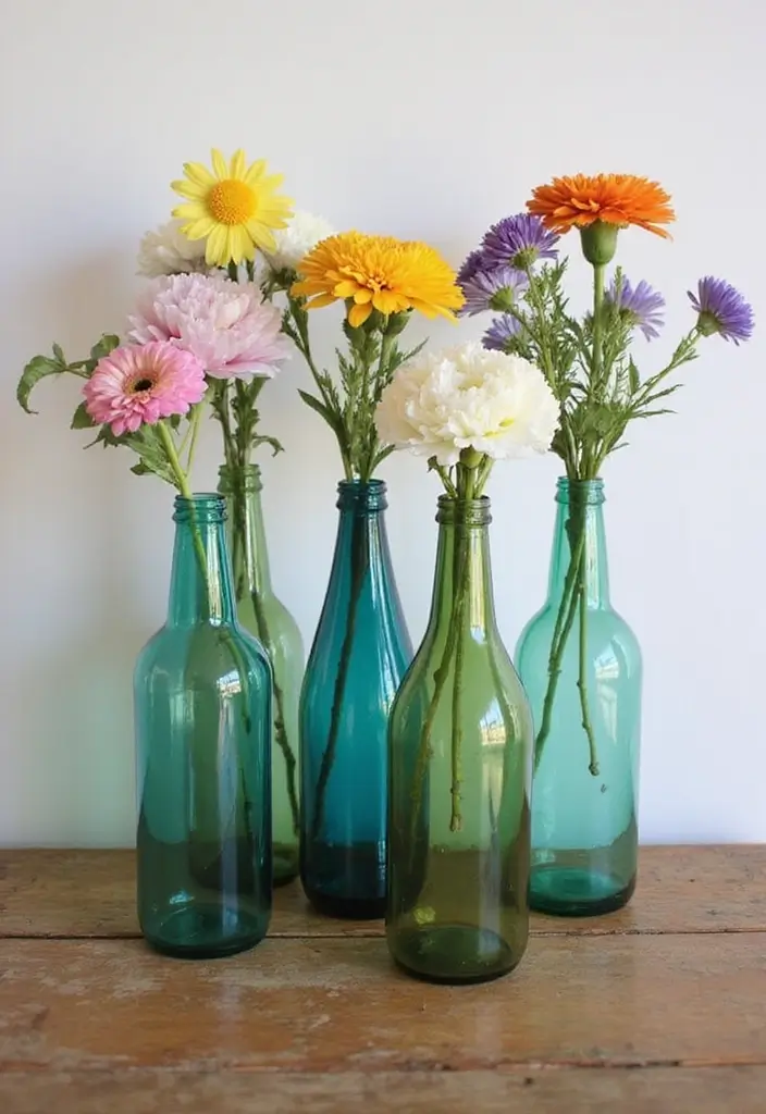 29 Handmade Home Decor Ideas That Show Your Creativity 12 29 Handmade Home Decor Ideas That Show Your Creativity - 4. Glass Bottle Vases