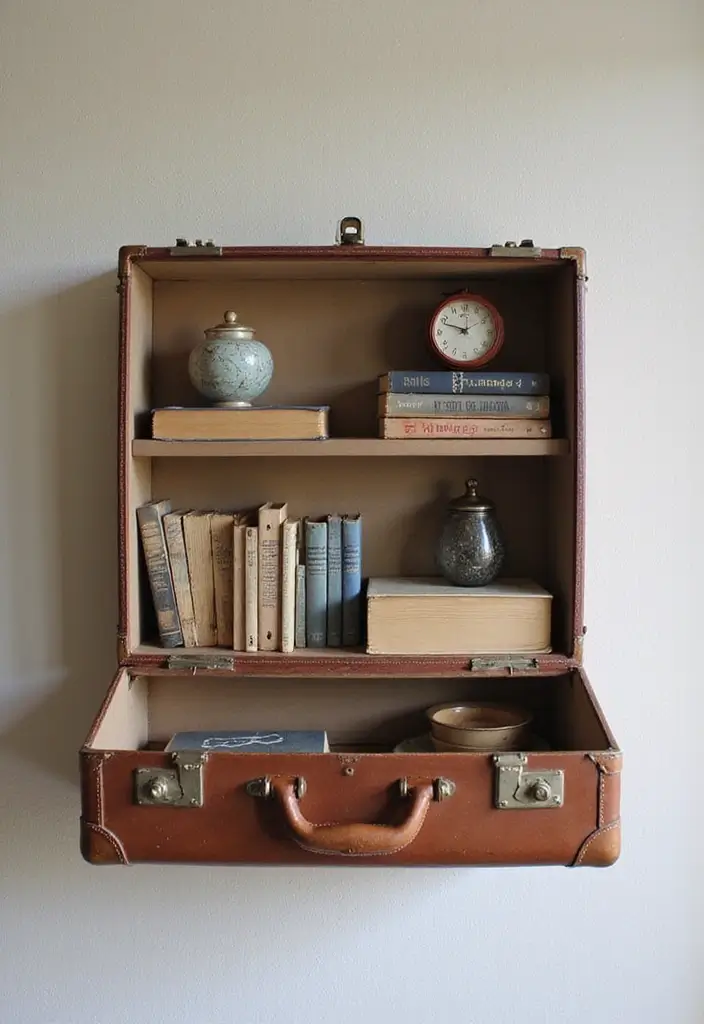 29 Handmade Vintage Suitcase Decor Ideas For Nostalgic Homes 49 29 Handmade Vintage Suitcase Decor Ideas For Nostalgic Homes - 13. Suitcase Wall Shelf