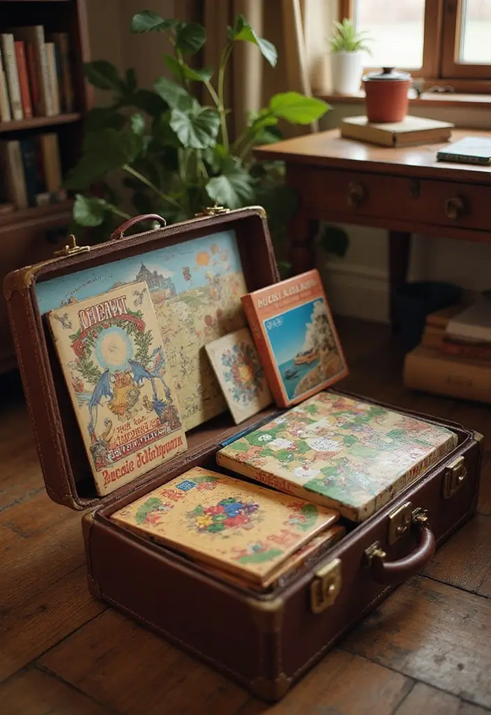 29 Handmade Vintage Suitcase Decor Ideas For Nostalgic Homes 74 29 Handmade Vintage Suitcase Decor Ideas For Nostalgic Homes - 26. Suitcase Game Storage