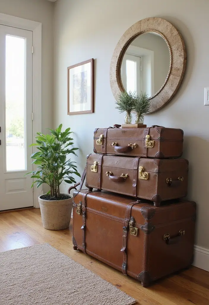 29 Handmade Vintage Suitcase Decor Ideas For Nostalgic Homes 17 29 Handmade Vintage Suitcase Decor Ideas For Nostalgic Homes - 5. Luggage Rack