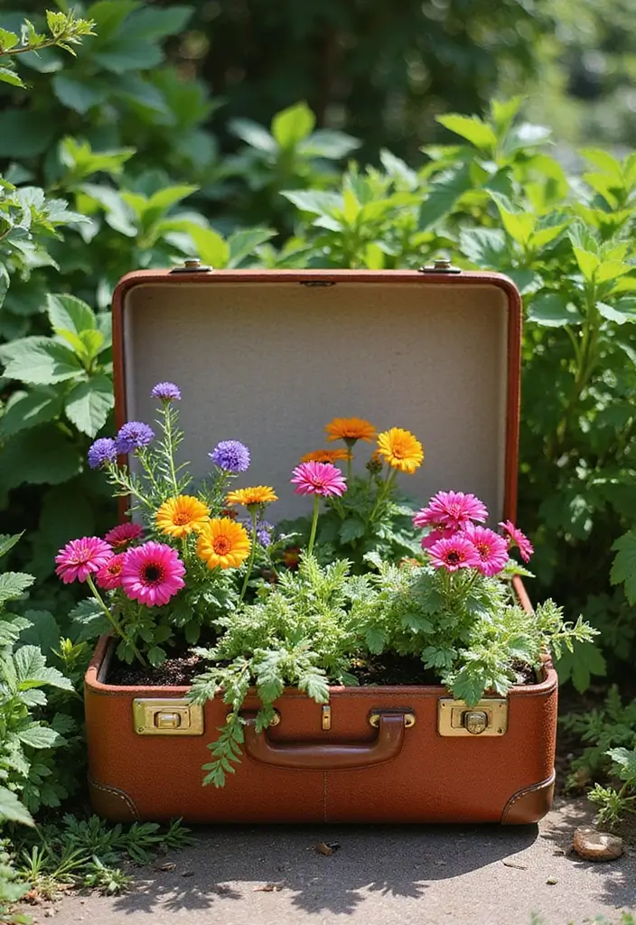 29 Handmade Vintage Suitcase Decor Ideas For Nostalgic Homes 18 29 Handmade Vintage Suitcase Decor Ideas For Nostalgic Homes - 6. Suitcase Garden Planter