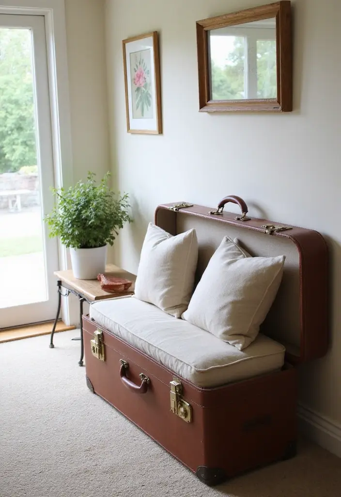 29 Handmade Vintage Suitcase Decor Ideas For Nostalgic Homes 39 29 Handmade Vintage Suitcase Decor Ideas For Nostalgic Homes - 9. Suitcase Bench