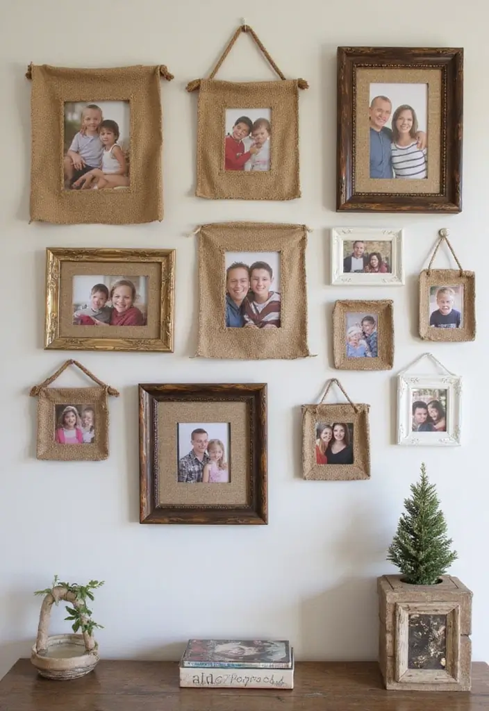30+ Handmade Burlap Bag Decor Ideas For Rustic Homes 27 30+ Handmade Burlap Bag Decor Ideas For Rustic Homes - 15. Burlap Bag Picture Frames