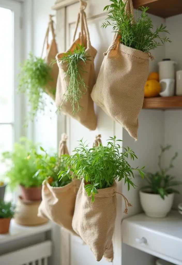 30+ Handmade Burlap Bag Decor Ideas For Rustic Homes 32 30+ Handmade Burlap Bag Decor Ideas For Rustic Homes - 16. Burlap Bag Drying Rack