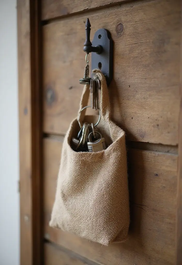 30+ Handmade Burlap Bag Decor Ideas For Rustic Homes 43 30+ Handmade Burlap Bag Decor Ideas For Rustic Homes - 21. Burlap Bag Key Holders