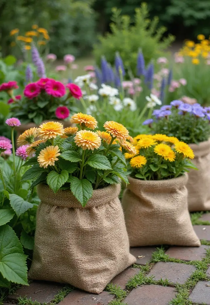 30+ Handmade Burlap Bag Decor Ideas For Rustic Homes 45 30+ Handmade Burlap Bag Decor Ideas For Rustic Homes - 23. Burlap Bag Garden Decor