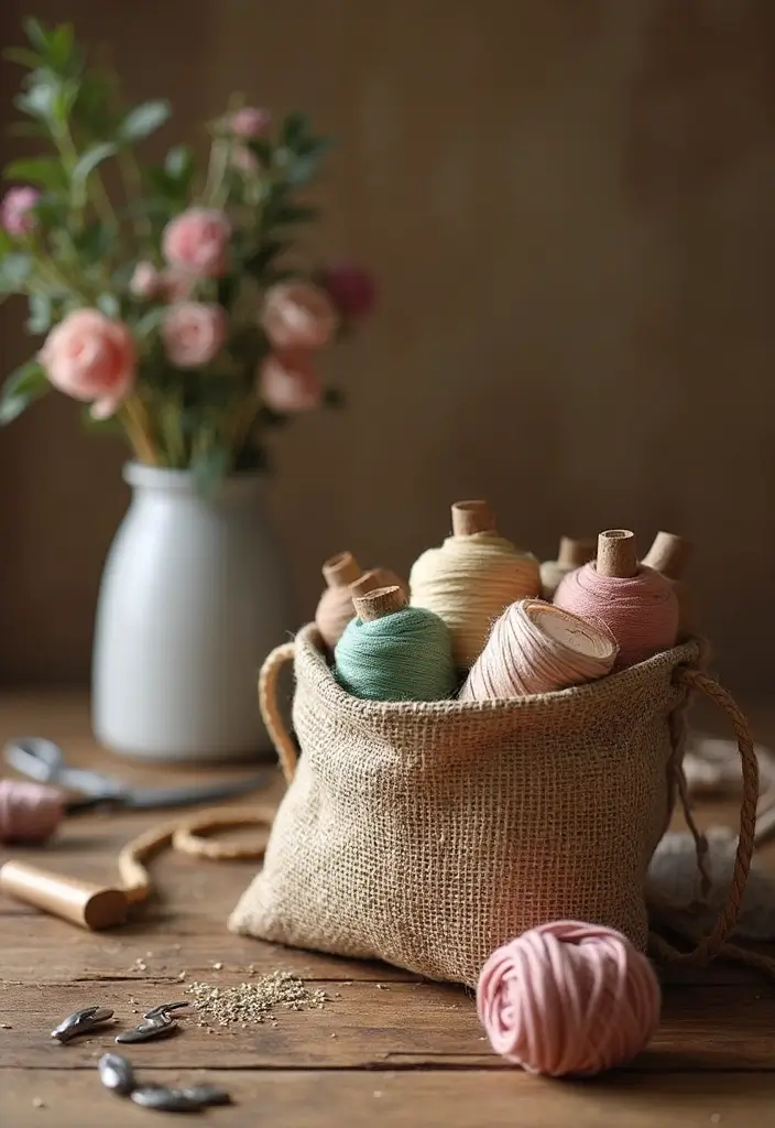 30+ Handmade Burlap Bag Decor Ideas For Rustic Homes 54 30+ Handmade Burlap Bag Decor Ideas For Rustic Homes - 26. Burlap Bag Sewing Kit