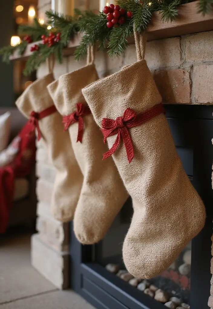 30+ Handmade Burlap Bag Decor Ideas For Rustic Homes 62 30+ Handmade Burlap Bag Decor Ideas For Rustic Homes - 28. Burlap Bag Christmas Stockings