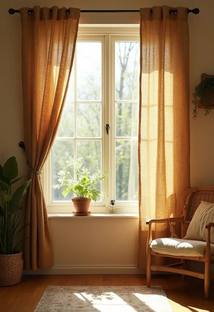 30+ Handmade Burlap Bag Decor Ideas For Rustic Homes 21 30+ Handmade Burlap Bag Decor Ideas For Rustic Homes - 9. Burlap Bag Curtains