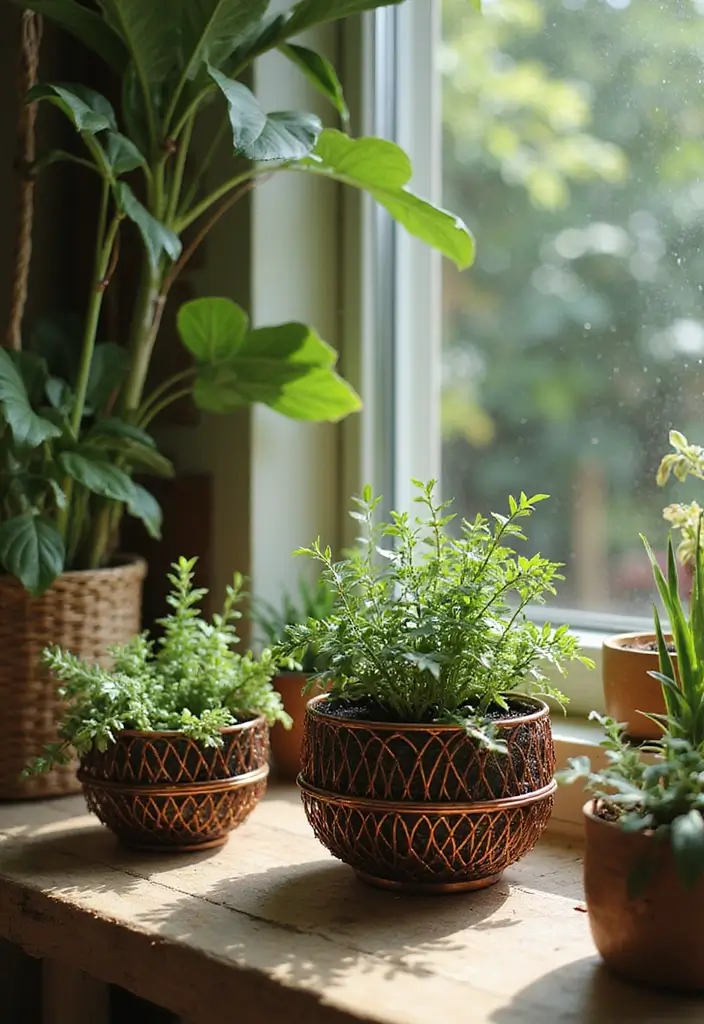 30+ Handmade Copper Wire Decor Ideas With Industrial Charm 35 30+ Handmade Copper Wire Decor Ideas With Industrial Charm - 17. Copper Wire Planters