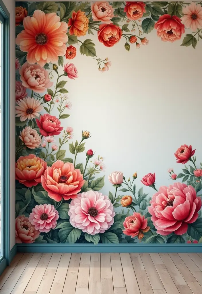 30+ Handmade Floral Decor Ideas For Romantic Homes 36 30+ Handmade Floral Decor Ideas For Romantic Homes - 12. Floral Murals