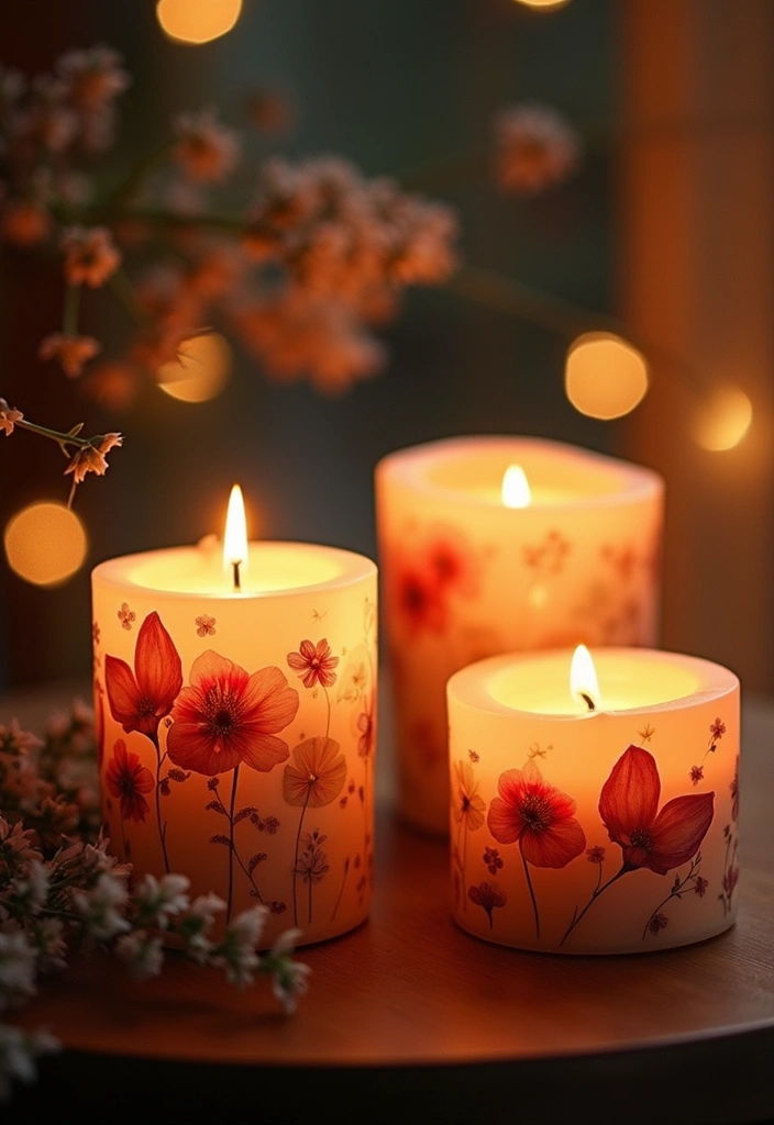 30+ Handmade Floral Decor Ideas For Romantic Homes 37 30+ Handmade Floral Decor Ideas For Romantic Homes - 13. Floral Candles