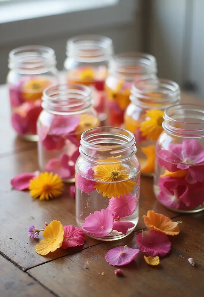 30+ Handmade Floral Decor Ideas For Romantic Homes 38 30+ Handmade Floral Decor Ideas For Romantic Homes - 14. Flower-Infused Glass Jars