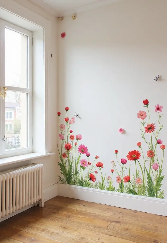 30+ Handmade Floral Decor Ideas For Romantic Homes 64 30+ Handmade Floral Decor Ideas For Romantic Homes - 22. Floral Wall Decals
