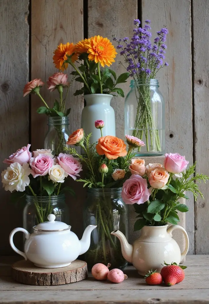 30+ Handmade Floral Decor Ideas For Romantic Homes 79 30+ Handmade Floral Decor Ideas For Romantic Homes - 25. Flower Arrangements in Unconventional Containers