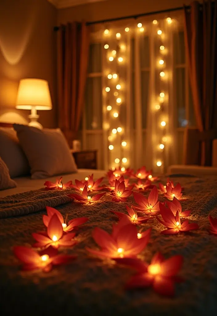 30+ Handmade Floral Decor Ideas For Romantic Homes 87 30+ Handmade Floral Decor Ideas For Romantic Homes - 27. Flower Fairy Lights