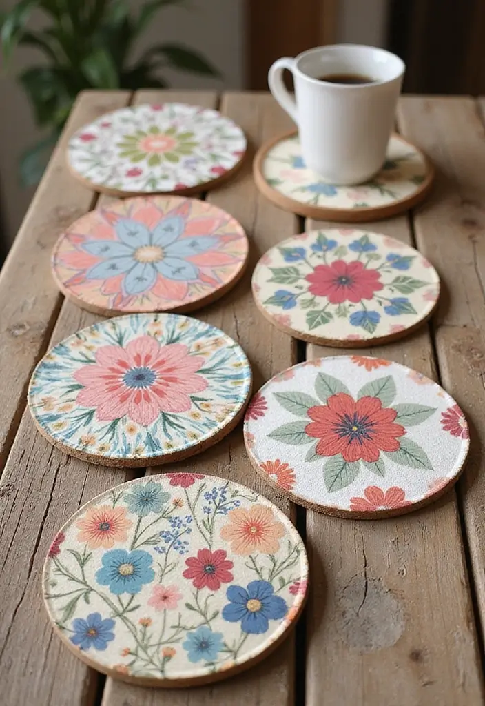 30+ Handmade Floral Decor Ideas For Romantic Homes 96 30+ Handmade Floral Decor Ideas For Romantic Homes - 30. Floral Coasters