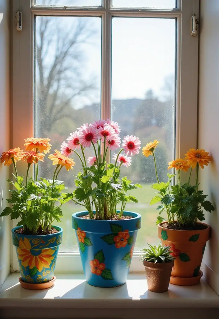 30+ Handmade Floral Decor Ideas For Romantic Homes 4 30+ Handmade Floral Decor Ideas For Romantic Homes - 4. Hand-Painted Flower Pots