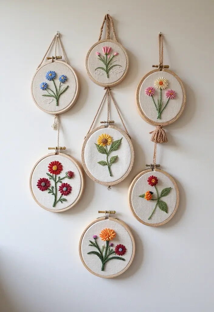 30+ Handmade Floral Decor Ideas For Romantic Homes 21 30+ Handmade Floral Decor Ideas For Romantic Homes - 9. Floral Embroidery Hoops