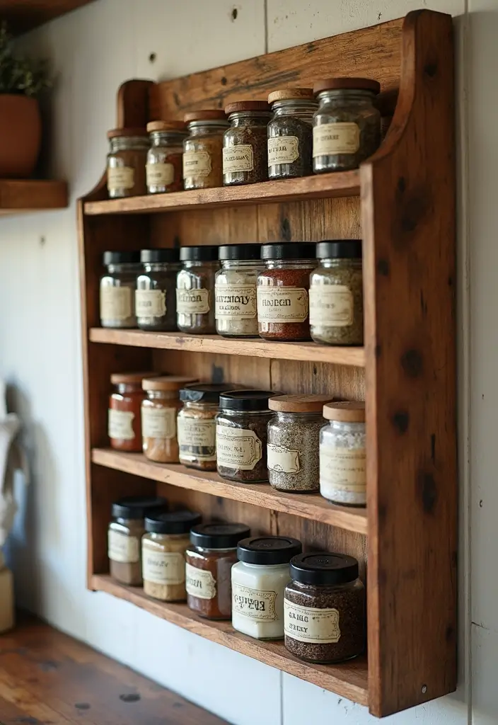 30+ Handmade Kitchen Decor Ideas With Rustic Appeal 30 30+ Handmade Kitchen Decor Ideas With Rustic Appeal - 12. DIY Spice Rack