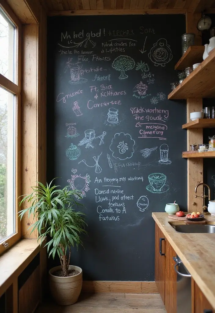 30+ Handmade Kitchen Decor Ideas With Rustic Appeal 31 30+ Handmade Kitchen Decor Ideas With Rustic Appeal - 13. Chalkboard Wall