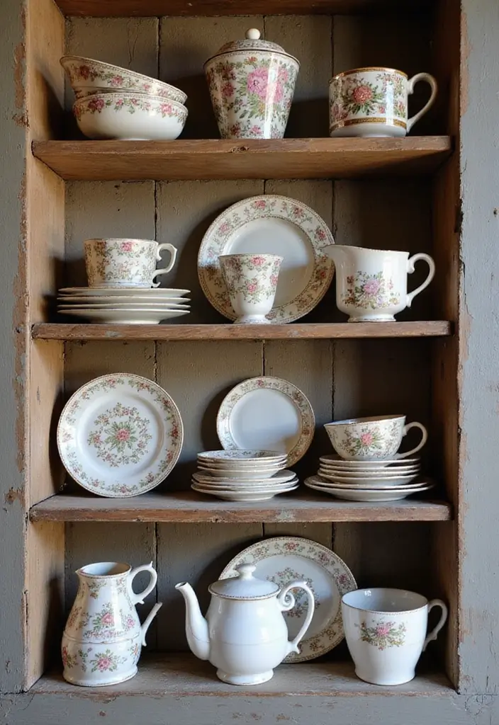 30+ Handmade Kitchen Decor Ideas With Rustic Appeal 33 30+ Handmade Kitchen Decor Ideas With Rustic Appeal - 15. Vintage Tableware