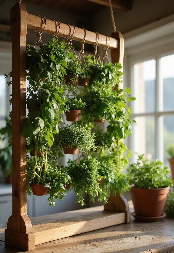 30+ Handmade Kitchen Decor Ideas With Rustic Appeal 51 30+ Handmade Kitchen Decor Ideas With Rustic Appeal - 21. Hanging Herb Drying Rack
