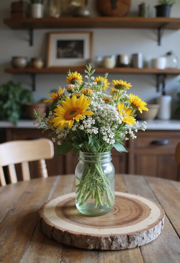 30+ Handmade Kitchen Decor Ideas With Rustic Appeal 66 30+ Handmade Kitchen Decor Ideas With Rustic Appeal - 26. Rustic Table Centerpieces