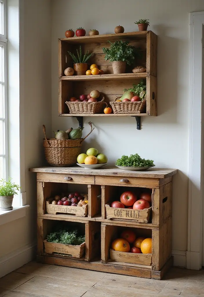 30+ Handmade Kitchen Decor Ideas With Rustic Appeal 3 30+ Handmade Kitchen Decor Ideas With Rustic Appeal - 3. Upcycled Wooden Crates