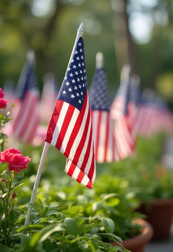 30+ Handmade Patriotic Home Decor Ideas For Festive Seasons 36 30+ Handmade Patriotic Home Decor Ideas For Festive Seasons - 14. Patriotic Garden Flags
