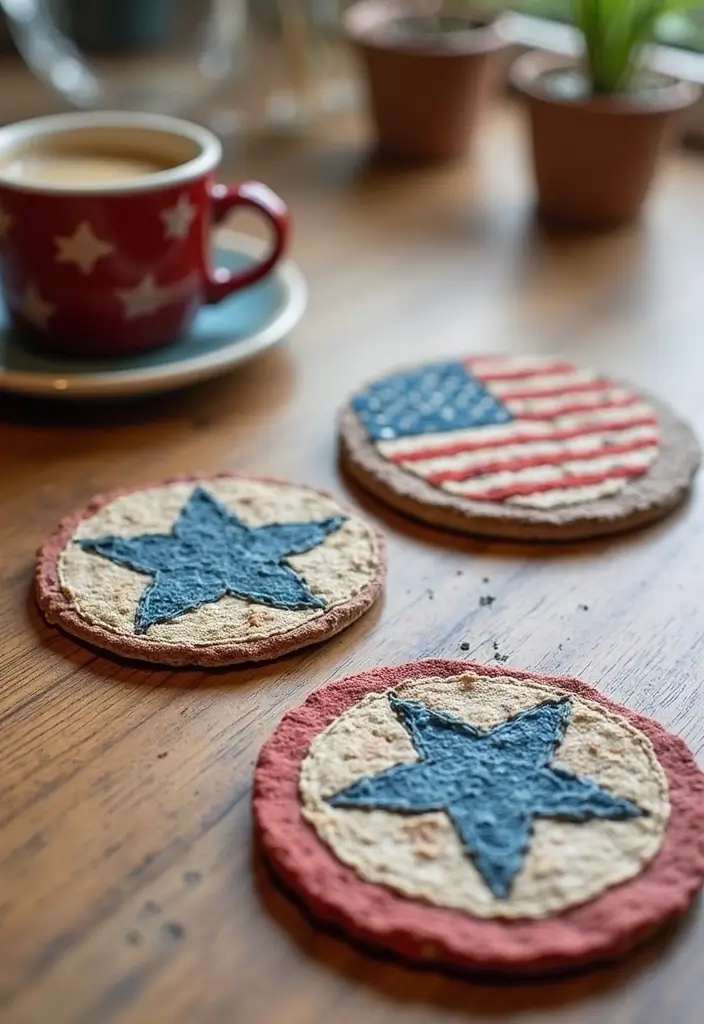 30+ Handmade Patriotic Home Decor Ideas For Festive Seasons 39 30+ Handmade Patriotic Home Decor Ideas For Festive Seasons - 17. Handmade Patriotic Coasters