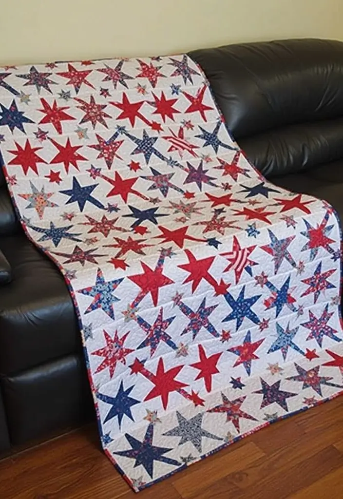 30+ Handmade Patriotic Home Decor Ideas For Festive Seasons 15 30+ Handmade Patriotic Home Decor Ideas For Festive Seasons - 3. Star-Spangled Quilt or Throw Blanket