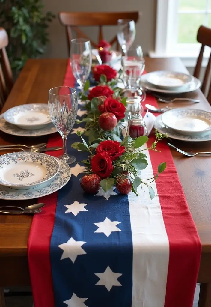 30+ Handmade Patriotic Home Decor Ideas For Festive Seasons 24 30+ Handmade Patriotic Home Decor Ideas For Festive Seasons - 6. Patriotic Table Runner