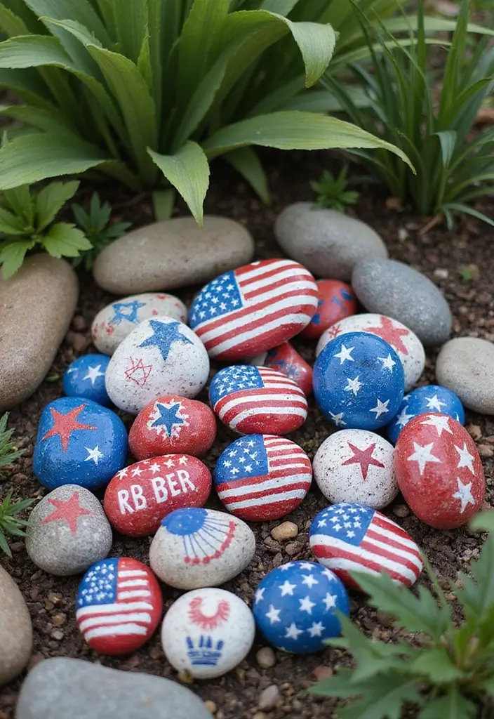 30+ Handmade Patriotic Home Decor Ideas For Festive Seasons 27 30+ Handmade Patriotic Home Decor Ideas For Festive Seasons - 7. Painted Rocks with Patriotic Themes
