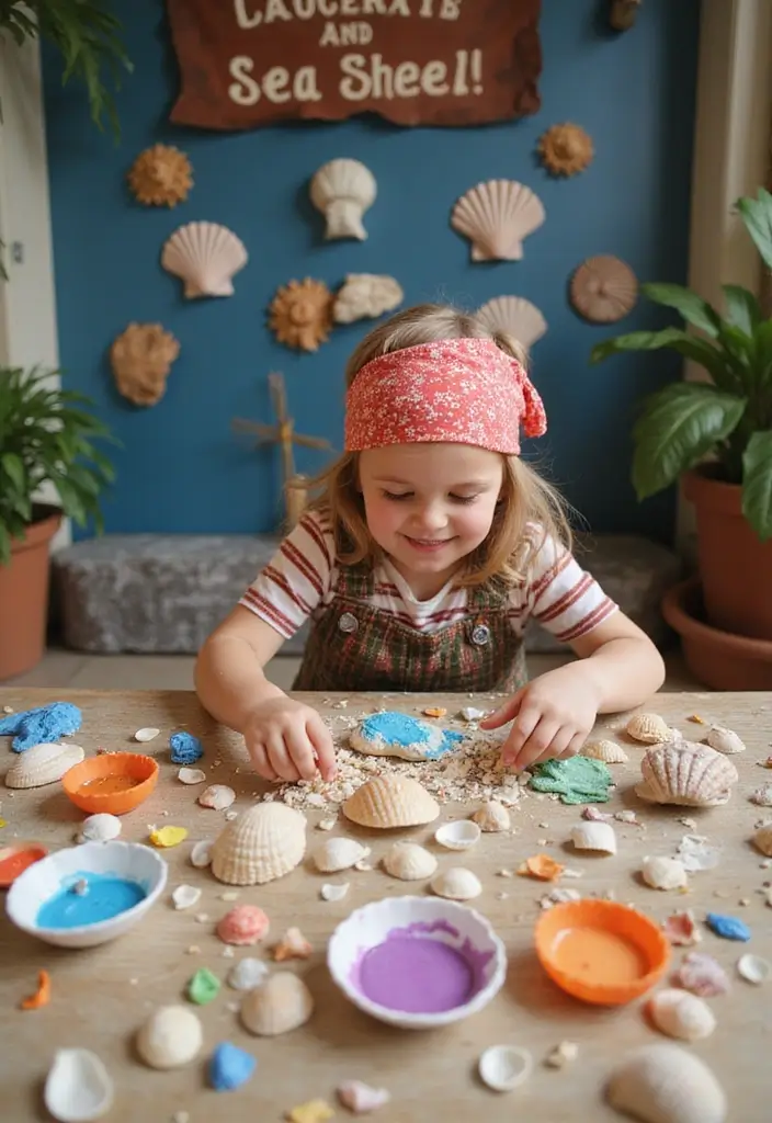 30+ Handmade Pirate Decor Ideas for Themed Events 41 30+ Handmade Pirate Decor Ideas for Themed Events - 15. Seashell Game Station