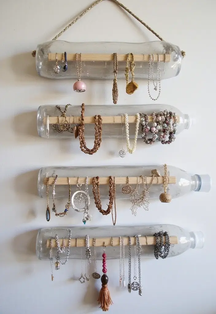 30+ Handmade Water Bottle Decor Ideas To Recycle Creatively 17 30+ Handmade Water Bottle Decor Ideas To Recycle Creatively - 11. Unique Jewelry Holders
