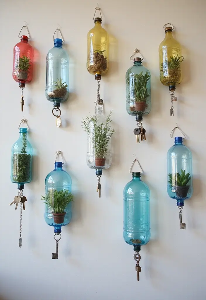 30+ Handmade Water Bottle Decor Ideas To Recycle Creatively 23 30+ Handmade Water Bottle Decor Ideas To Recycle Creatively - 15. Whimsical Wall Hangers