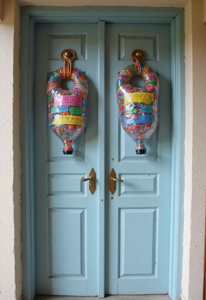 30+ Handmade Water Bottle Decor Ideas To Recycle Creatively 32 30+ Handmade Water Bottle Decor Ideas To Recycle Creatively - 22. Decorative Door Hangers