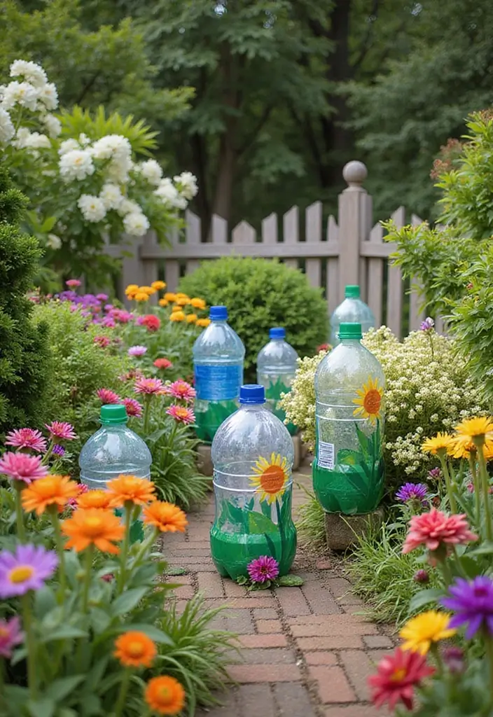 30+ Handmade Water Bottle Decor Ideas To Recycle Creatively 50 30+ Handmade Water Bottle Decor Ideas To Recycle Creatively - 28. Playful Garden Decor