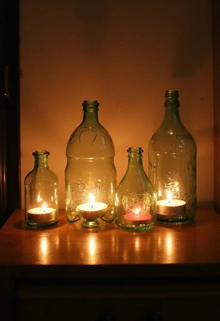 30+ Handmade Water Bottle Decor Ideas To Recycle Creatively 3 30+ Handmade Water Bottle Decor Ideas To Recycle Creatively - 3. Candle Holders
